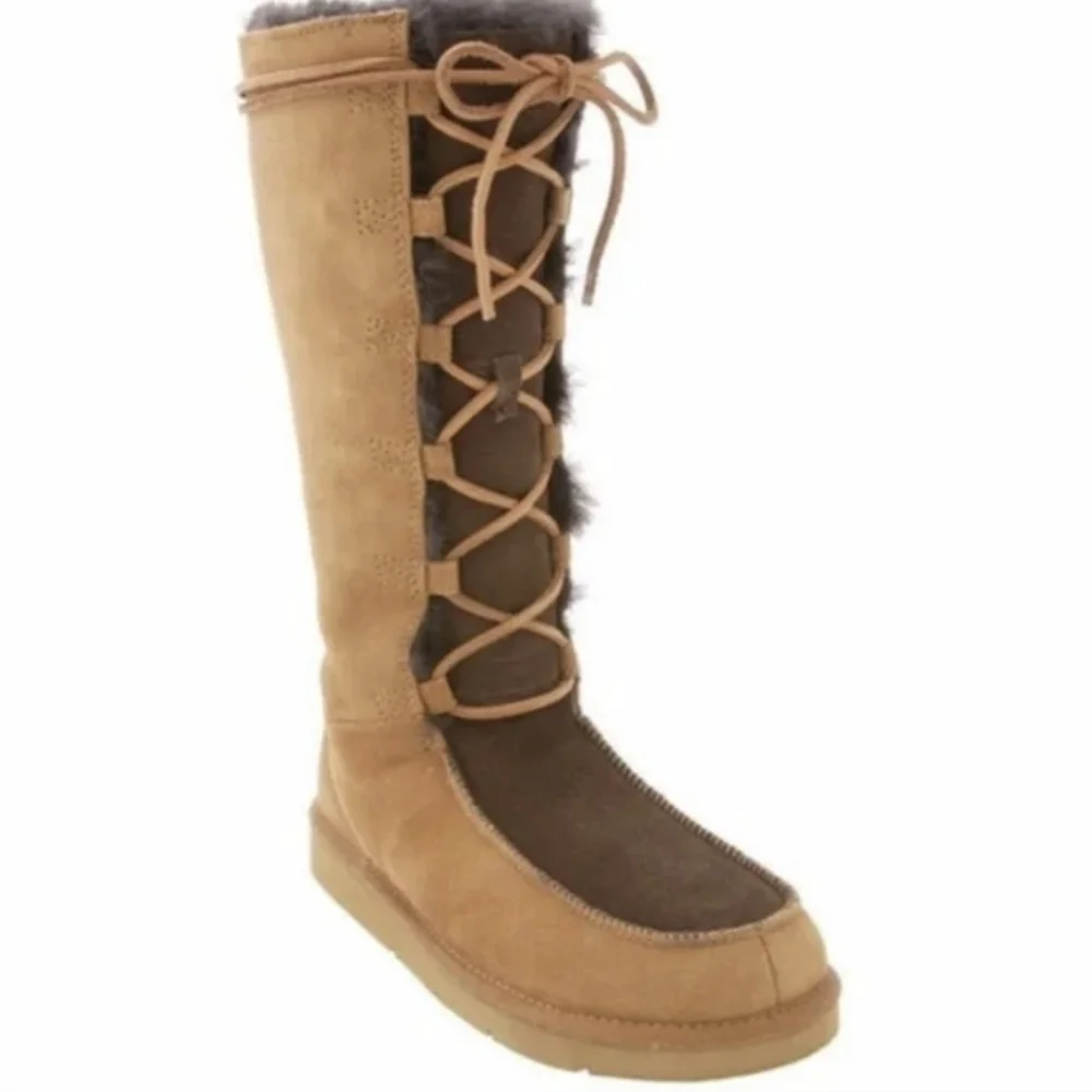 Ugg Australia Whitley Womens Lace up tall fur  booties shoes mid calf sz6